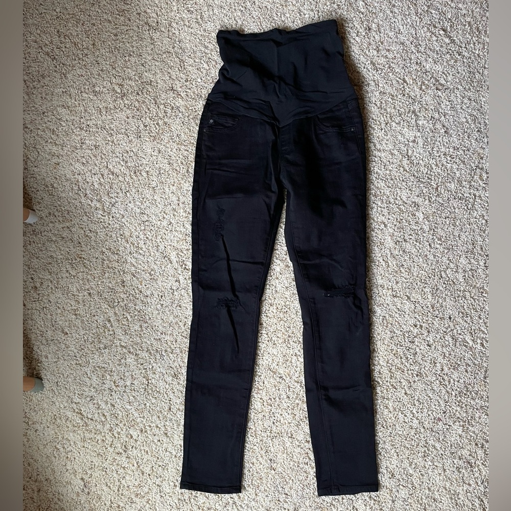 AG Adriano Goldschmied Black distressed Legging Ankle Maternity Jeans size 29
